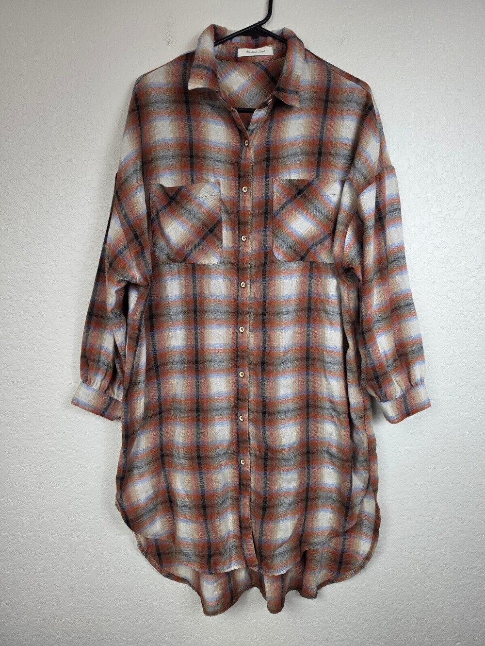 Anthropologie Mustard Seed Plaid Button-Up Shirt Dress Small